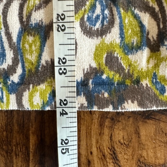 J. Jill | Cotton Blend Squared V-neck Paisley Print Lightweight Knit Sweater Top - Picture 4 of 6